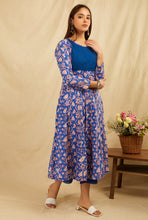 Load image into Gallery viewer, Blue cotton kurta and pant set (Set of 2)
